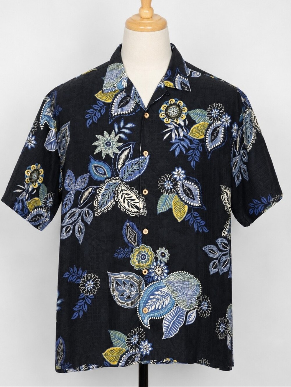 Tommy Bahama 100% Silk Black Print Short Sleeve Shirt Men's Size XXL